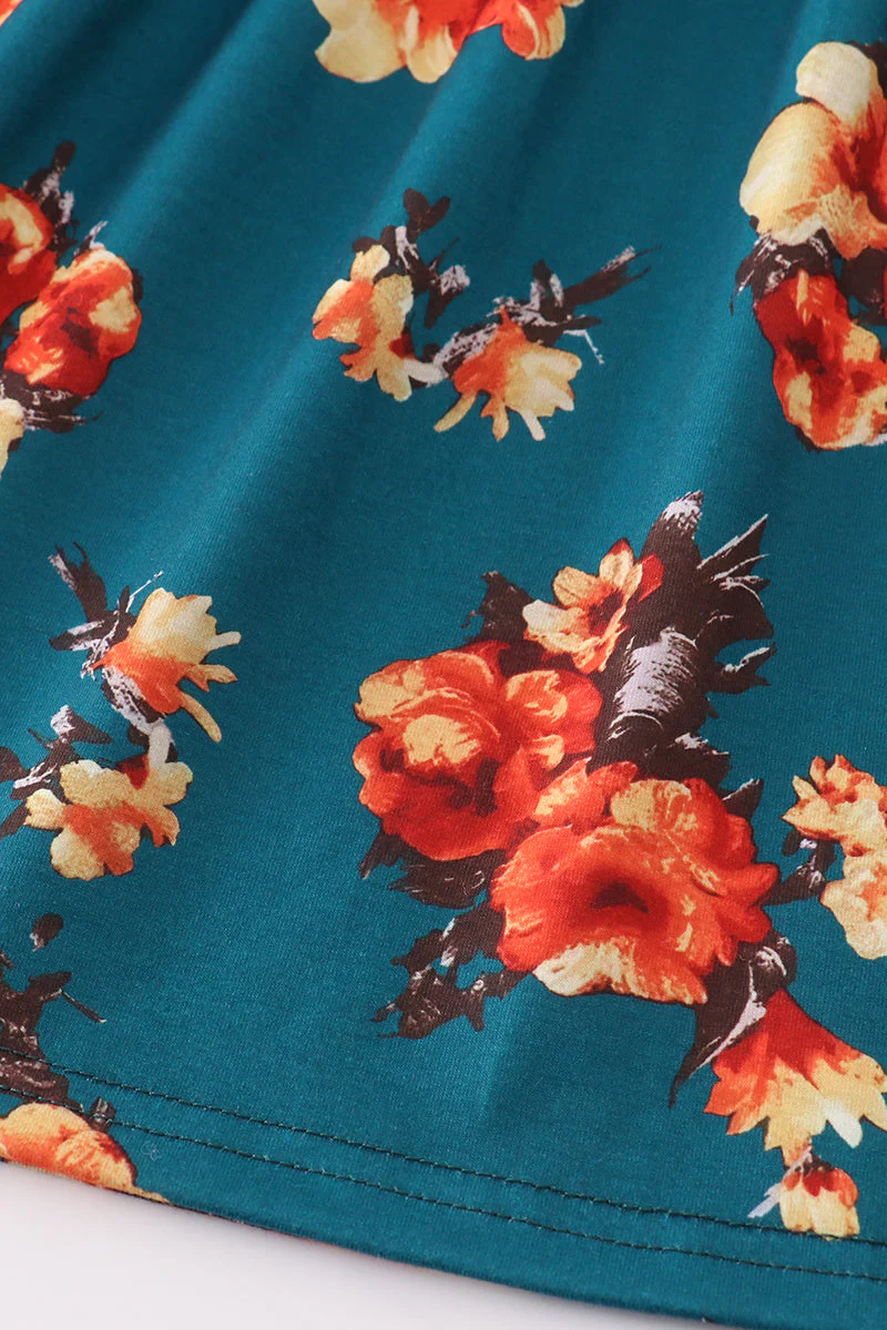 Green floral print mom&me dress - Image 8