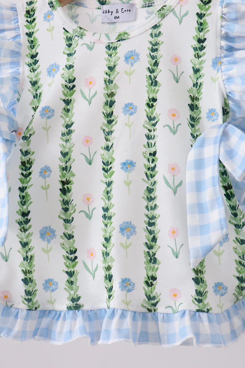 Green Floral Ruffle Bloomer Set - Image 3