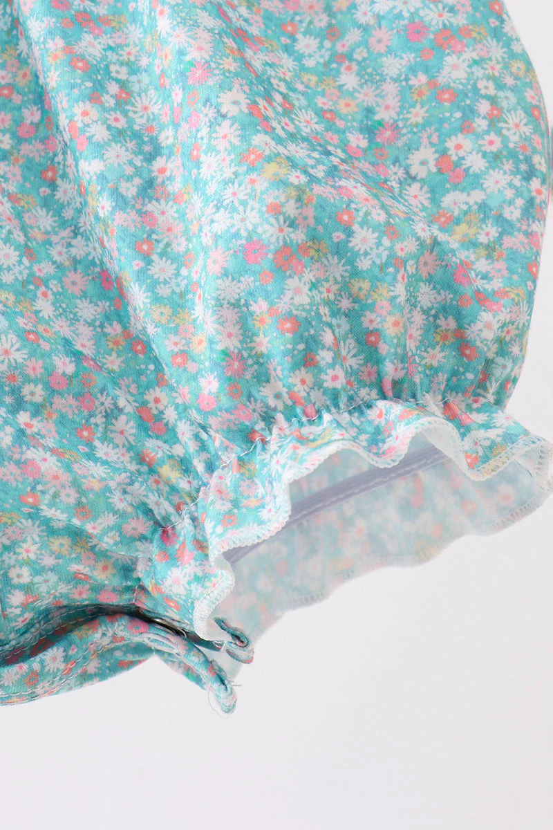 Green Floral Smocked Bubble - Image 3