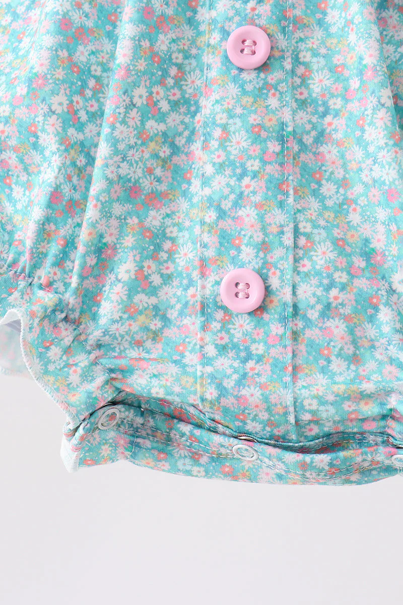 Green Floral Smocked Bubble - Image 4