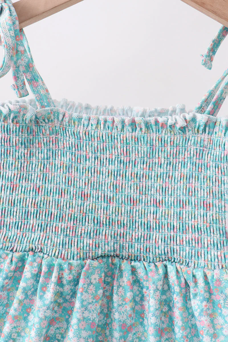 Green Floral Smocked Dress - Image 2