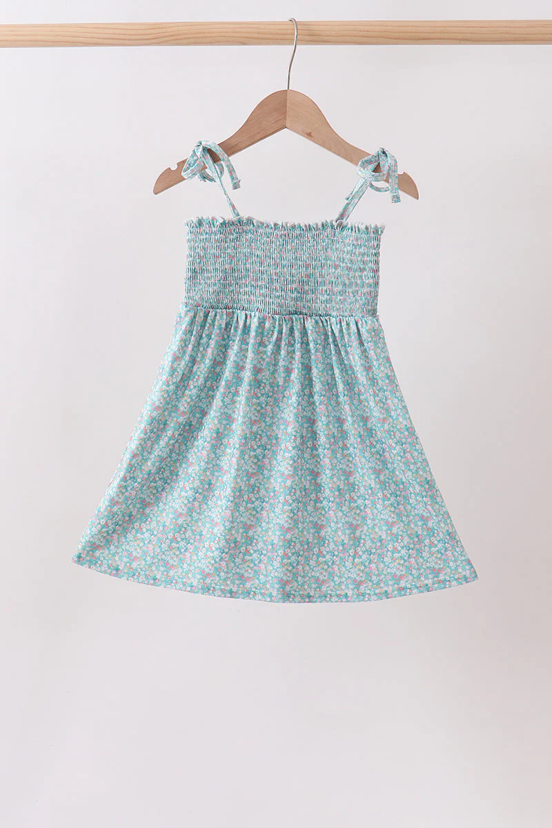 Green Floral Smocked Dress - Image 4
