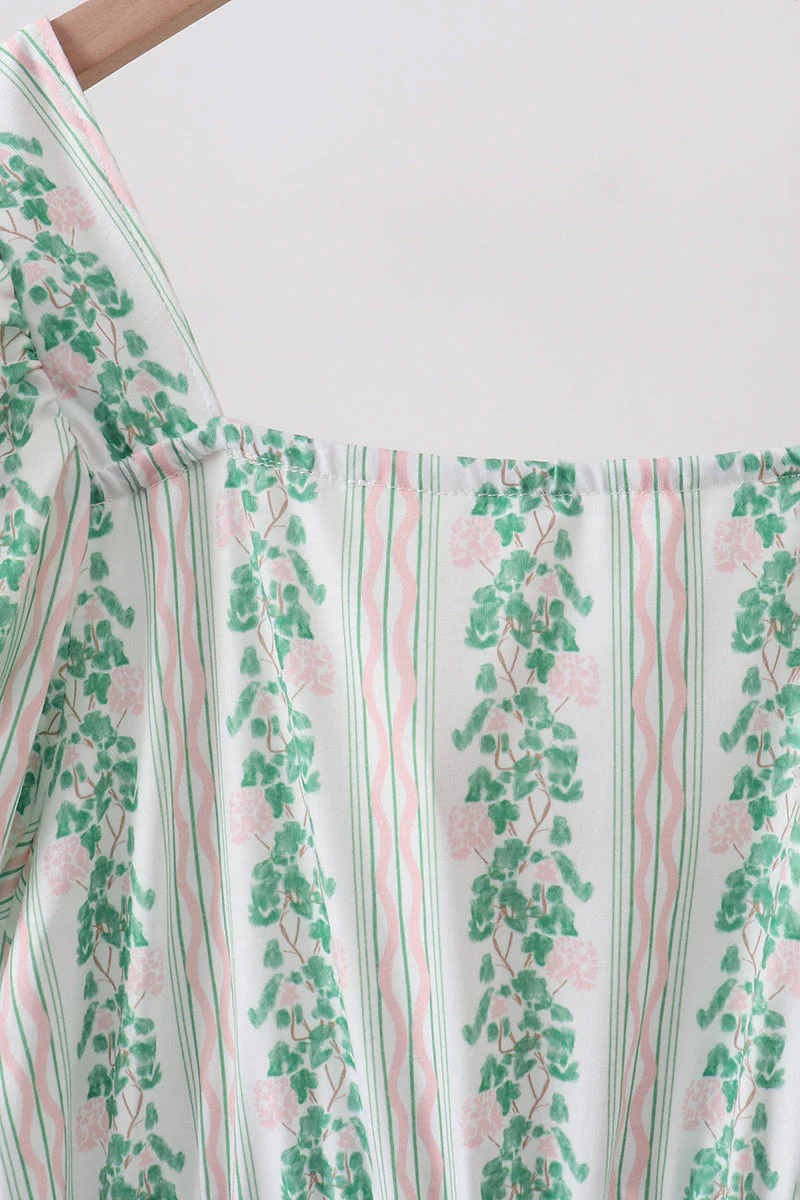Green floral stripe dress (length 41.33in) - Image 2