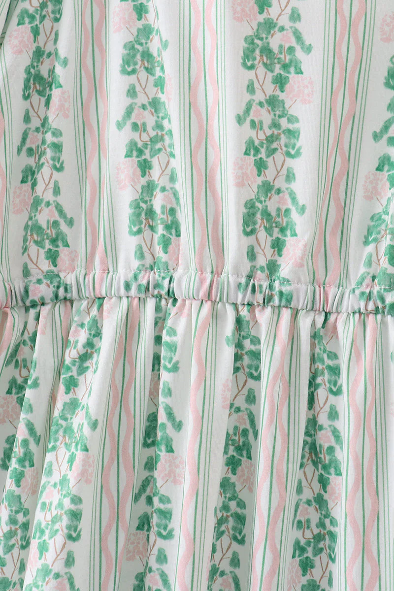 Green floral stripe dress (length 41.33in) - Image 4