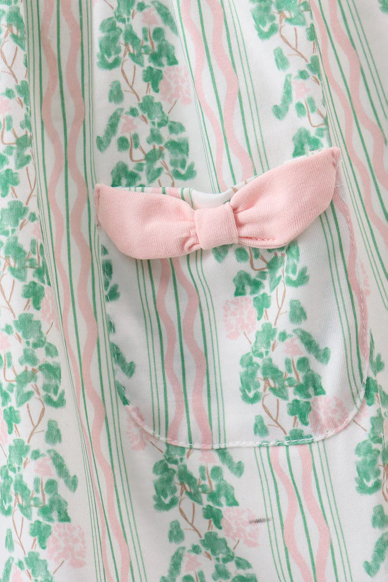 Green floral stripe pocket dress - Image 3