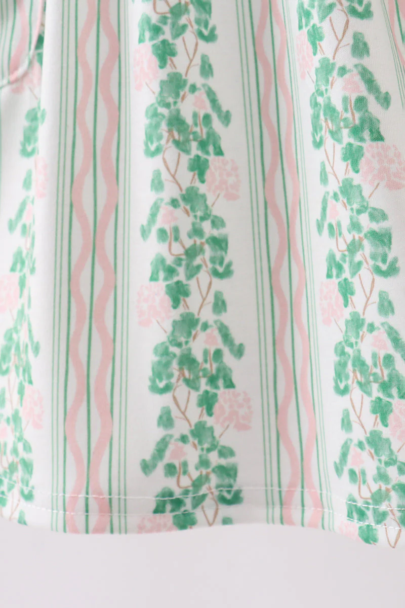 Green floral stripe pocket dress - Image 4