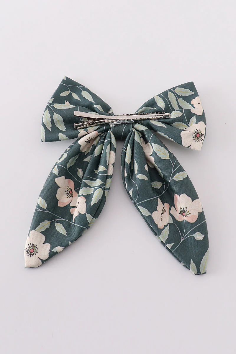 Green forest bloom print girl sailor bow - Image 2