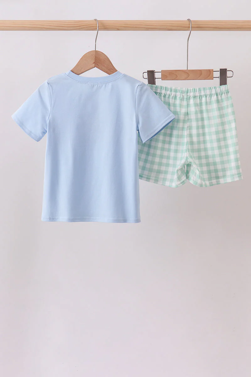 Green Golf Embroidered Gingham Set - Image 3