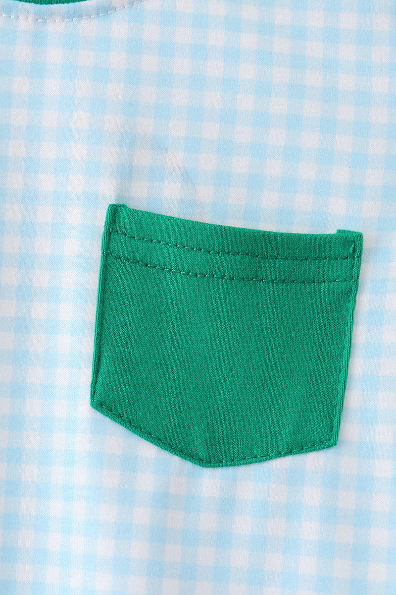 Green grid pocket romper - Image 2
