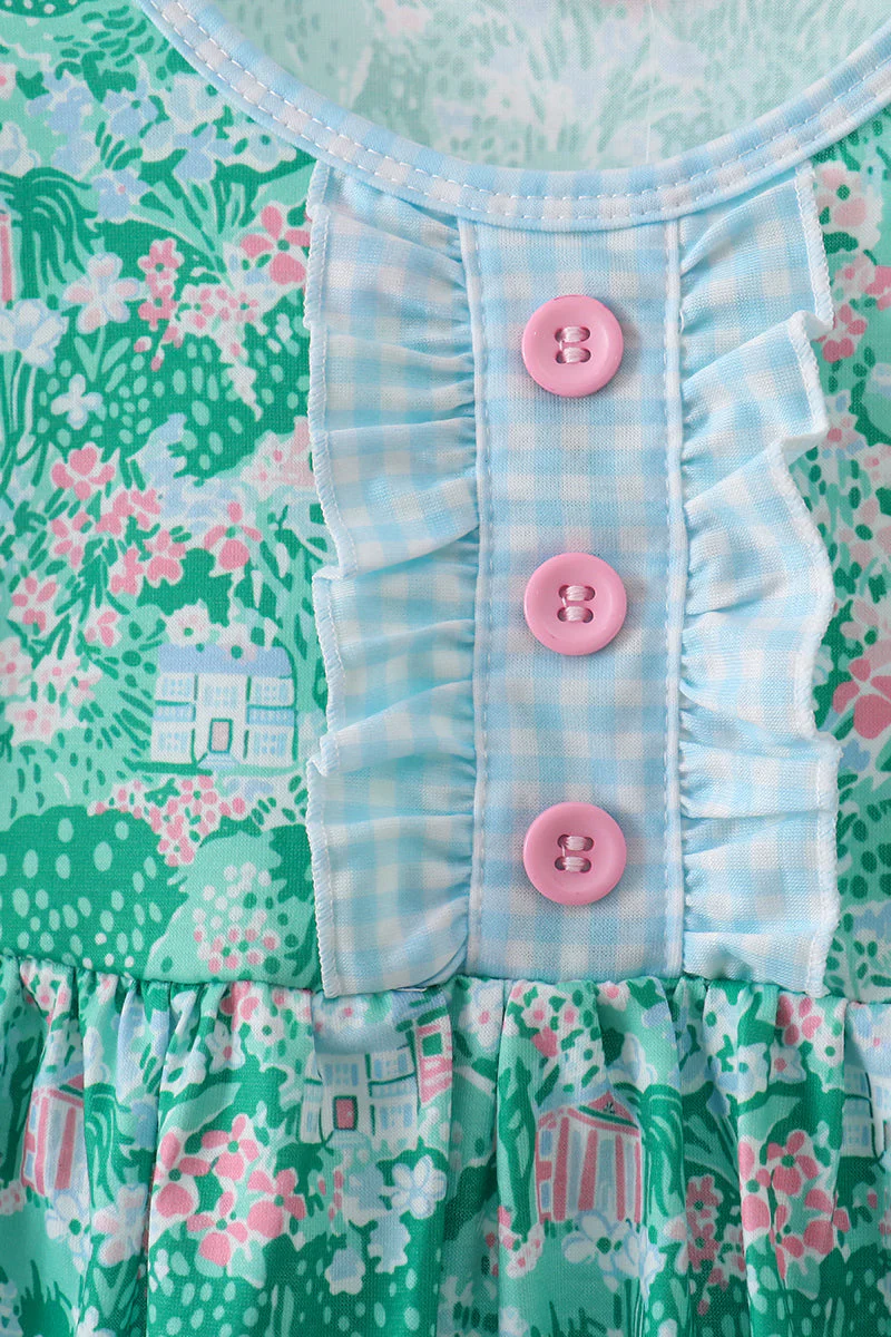 Green house floral Ruffle Dress - Image 2