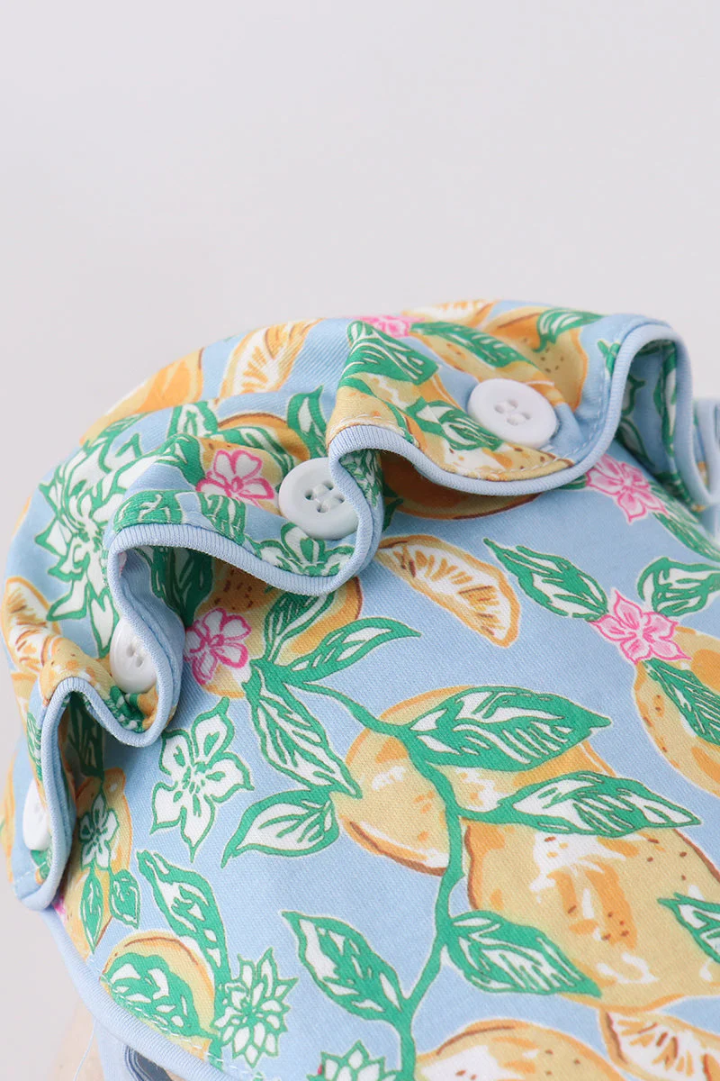 Green lemon print bow bonnet - Image 2