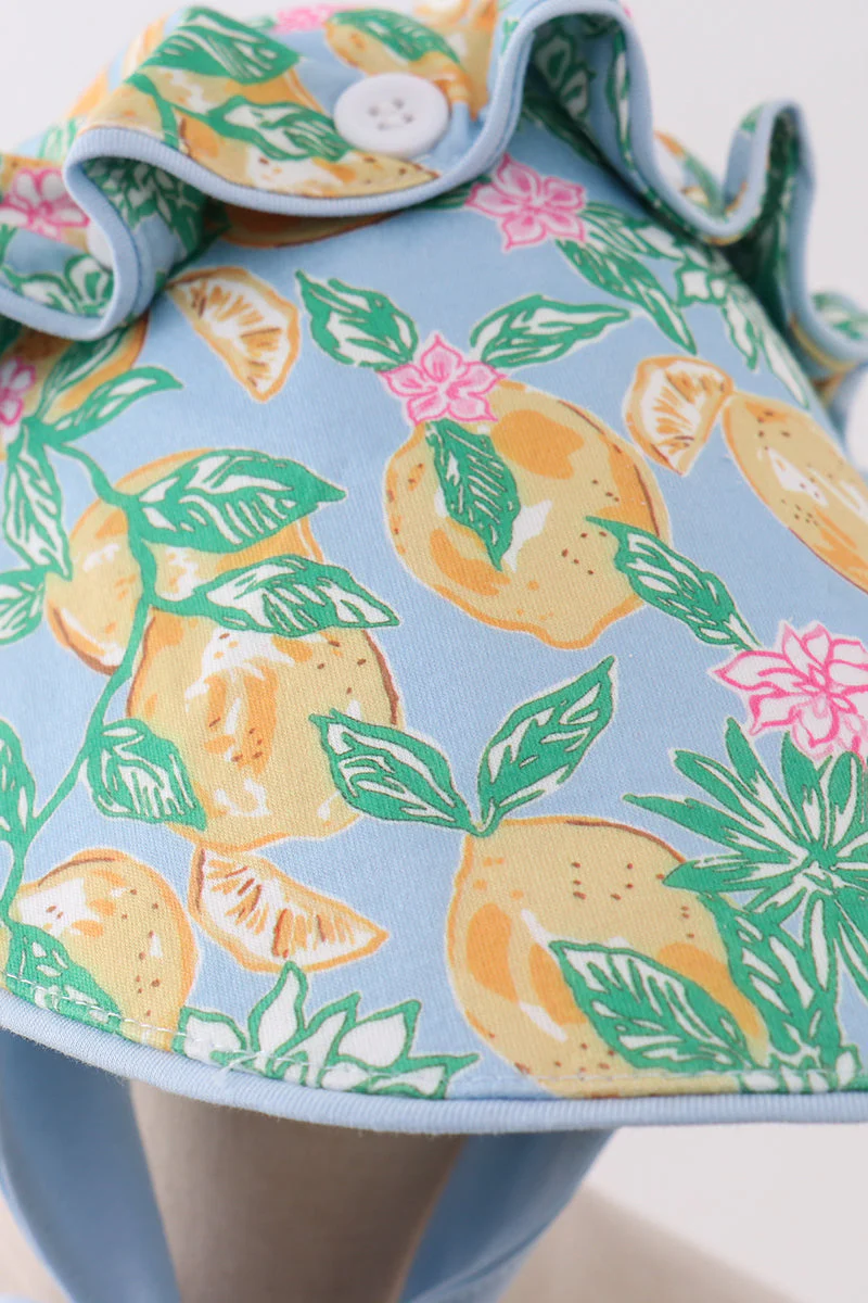 Green lemon print bow bonnet - Image 4