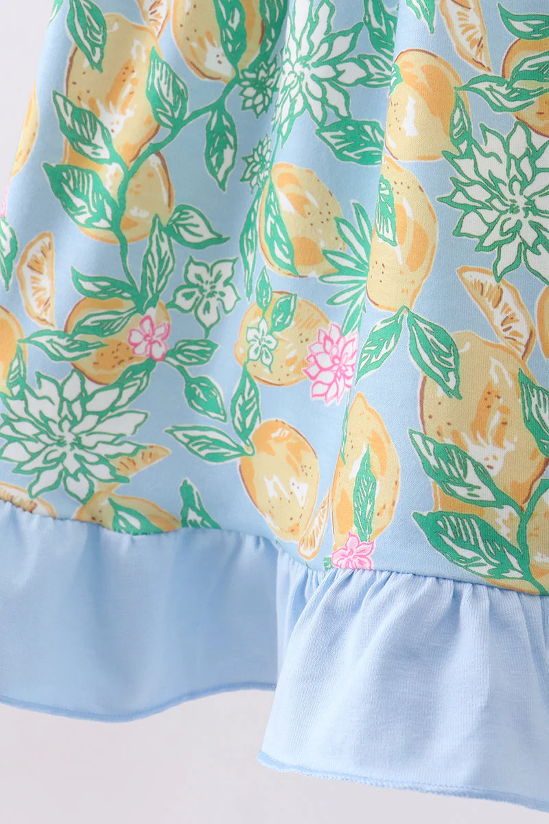 Green lemon smocked ruffle dress - Image 3