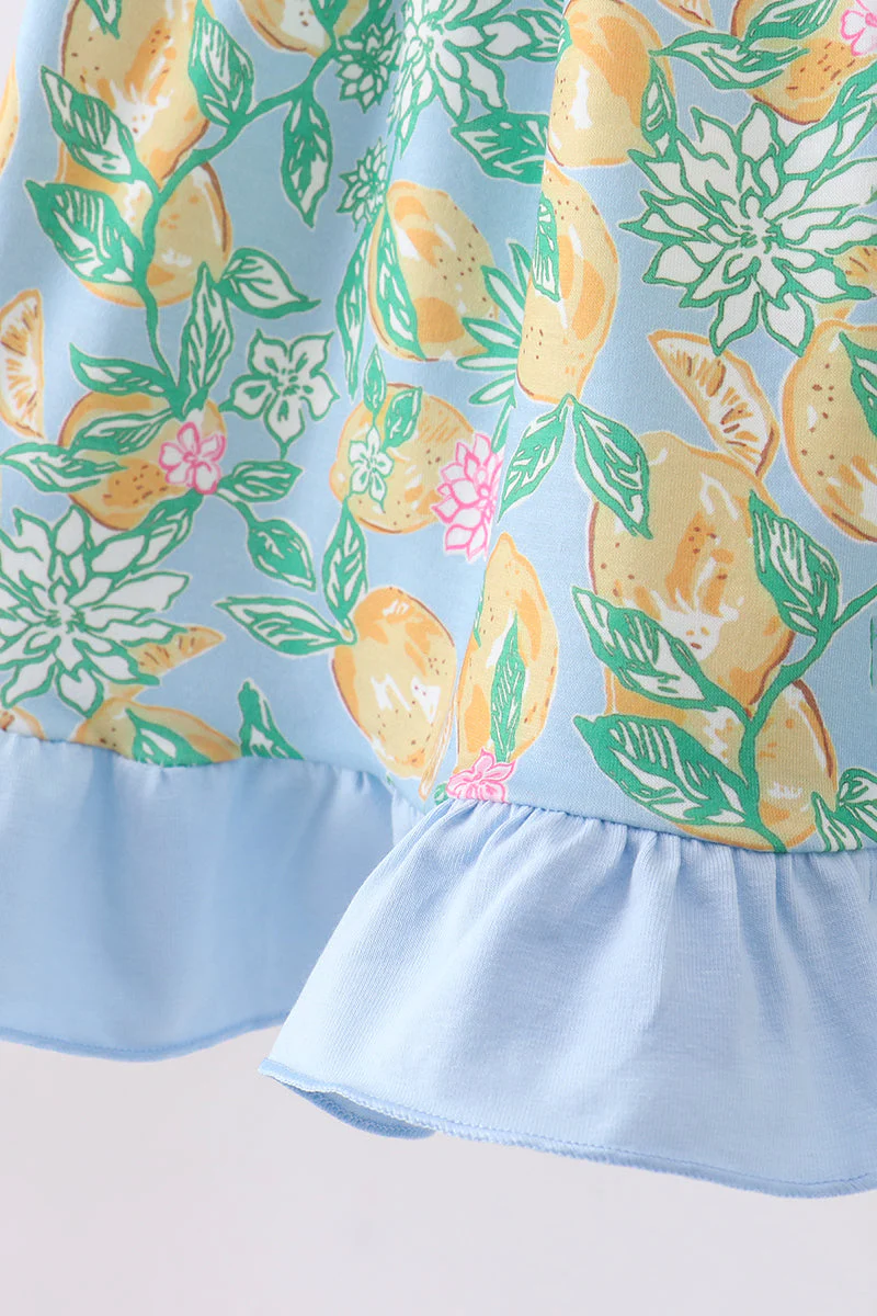 Green lemon smocked ruffle dress - Image 5