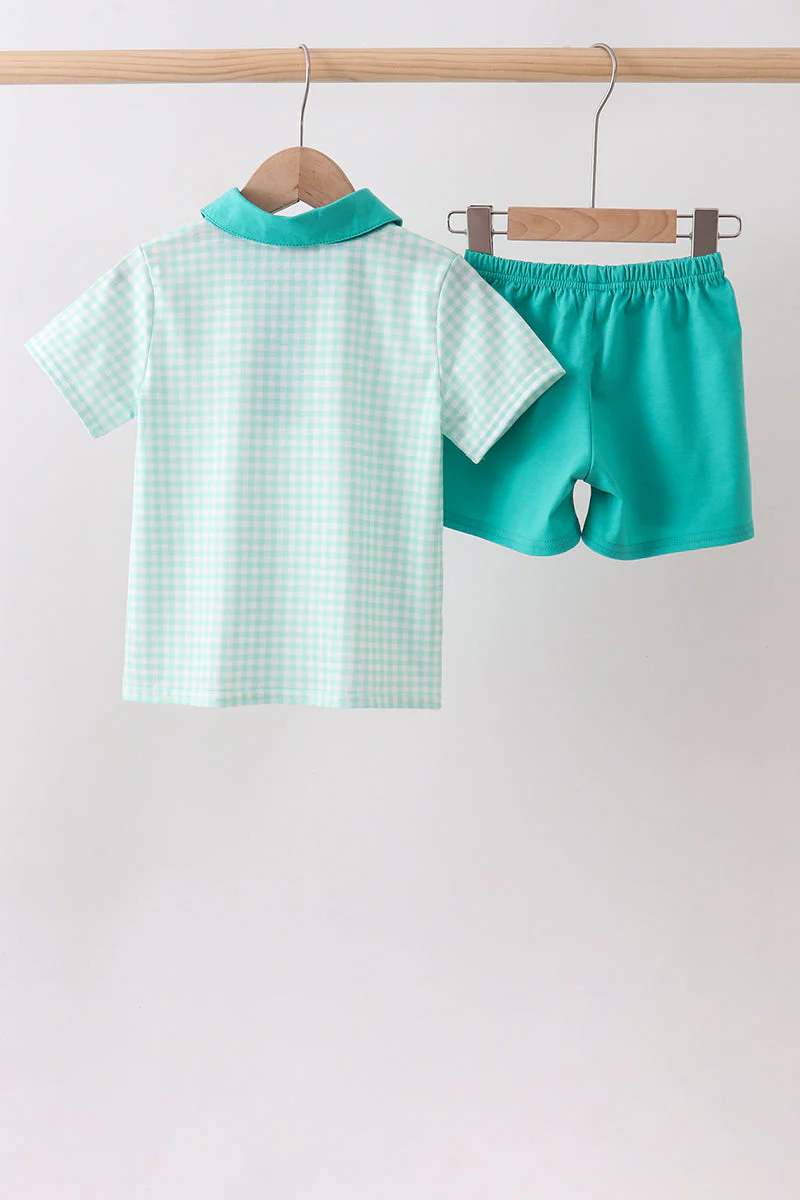 Green Mallard Plaid Embroidered Set - Image 5