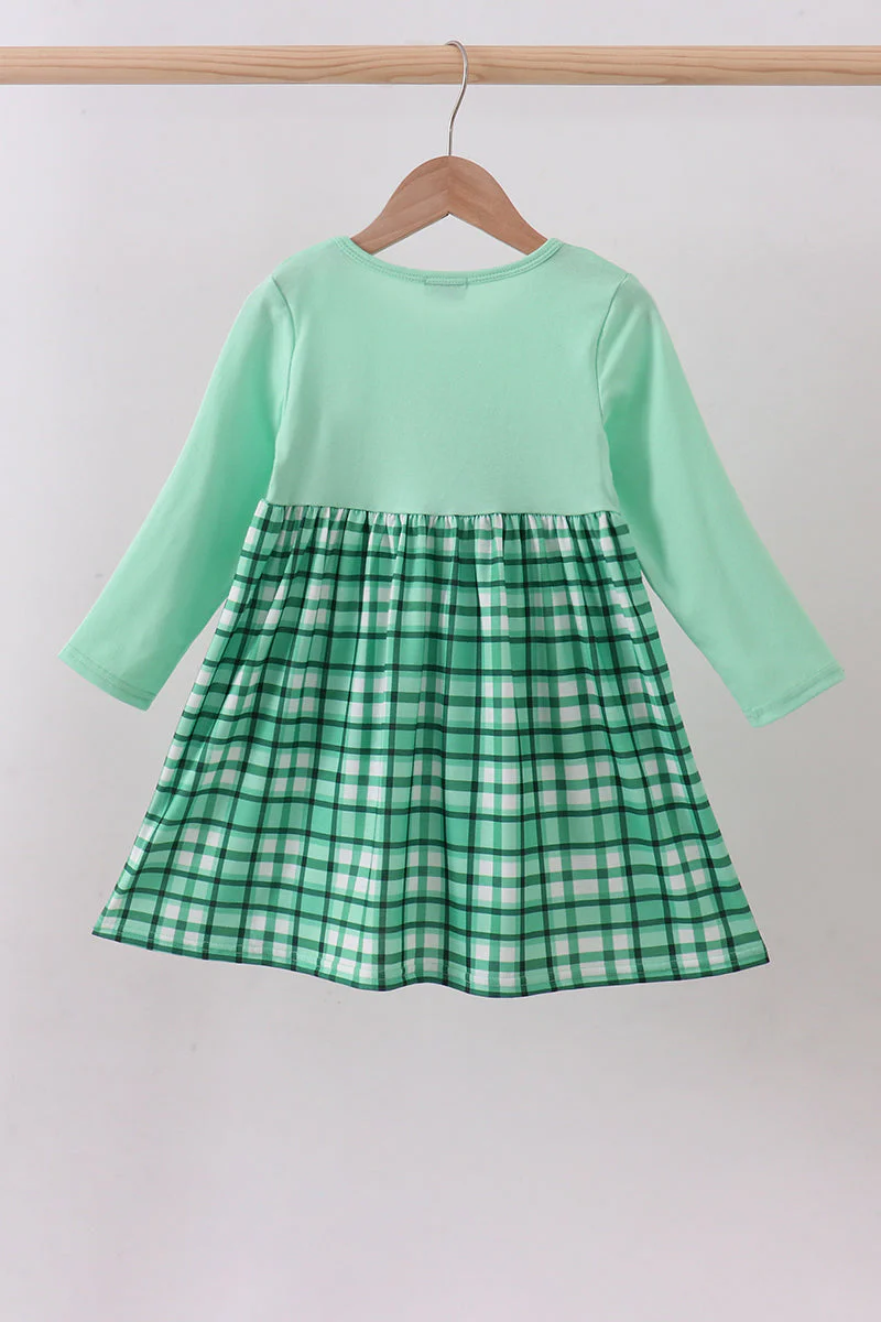 Green parade embroidery gingham dress - Image 5