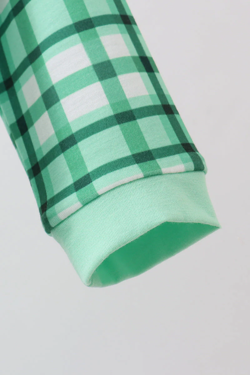 Green parade embroidery gingham romper - Image 4