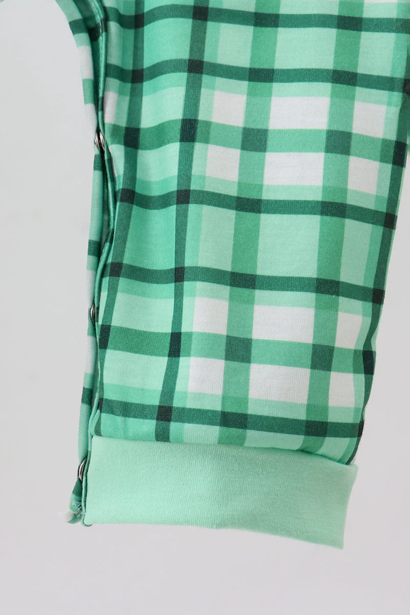 Green parade embroidery gingham romper - Image 5