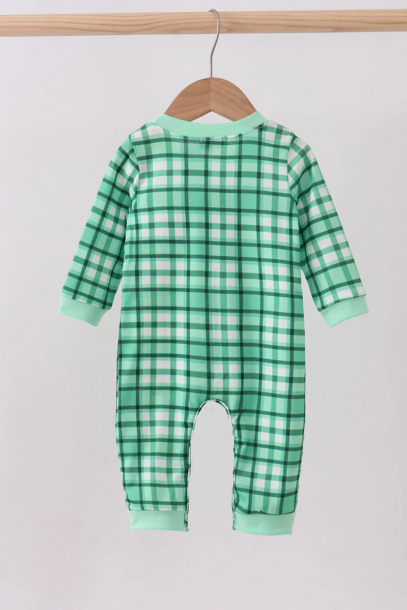 Green parade embroidery gingham romper - Image 6