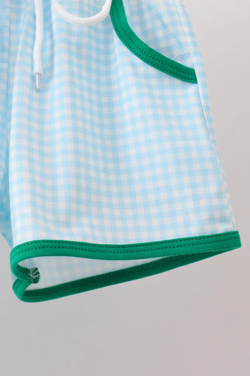 Green pocket grid shorts set - Image 3
