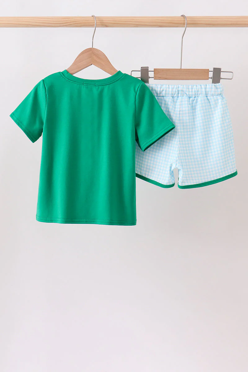 Green pocket grid shorts set - Image 5