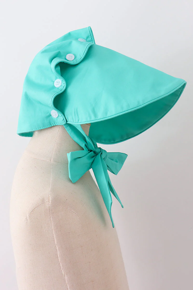 Green ruffle bow bonnet - Image 4