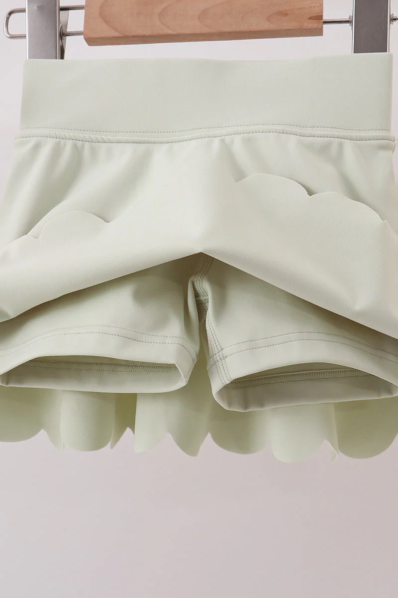 Green Scalloped Yoga Skorts Set - Image 4