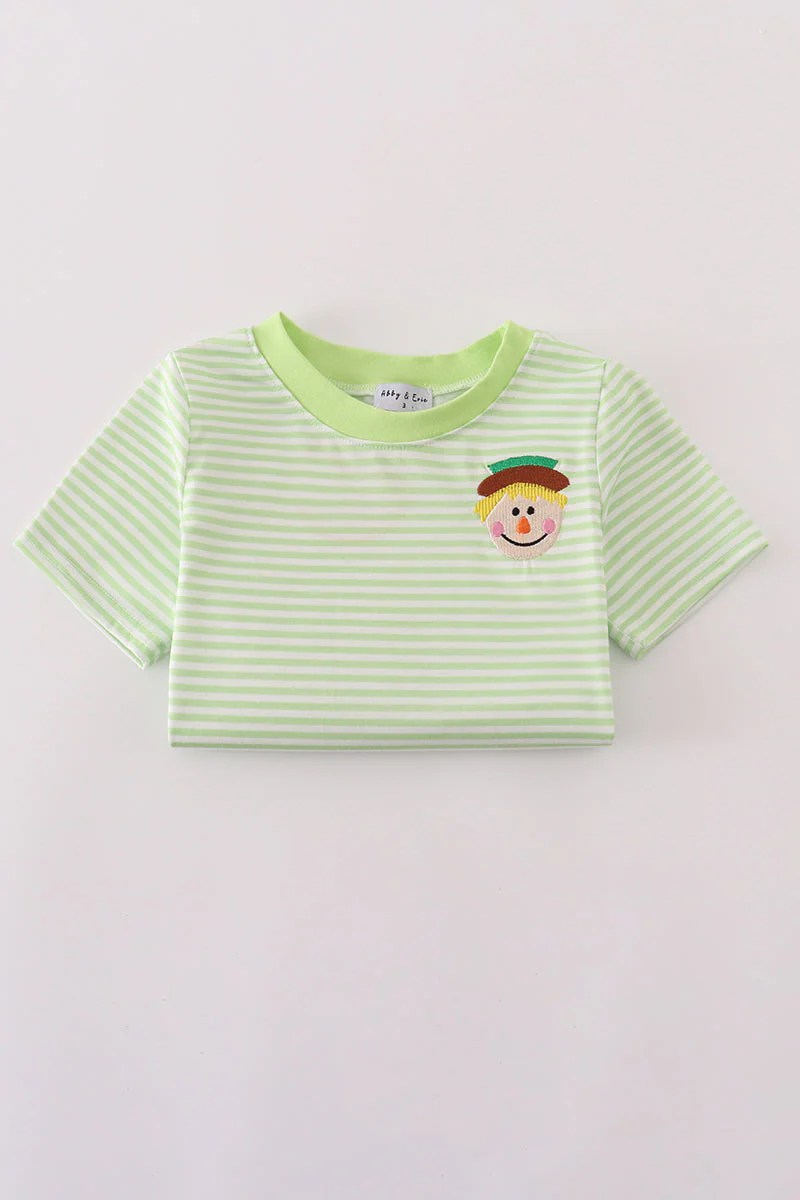 Green scarecrow embroidery stripe top - Image 5