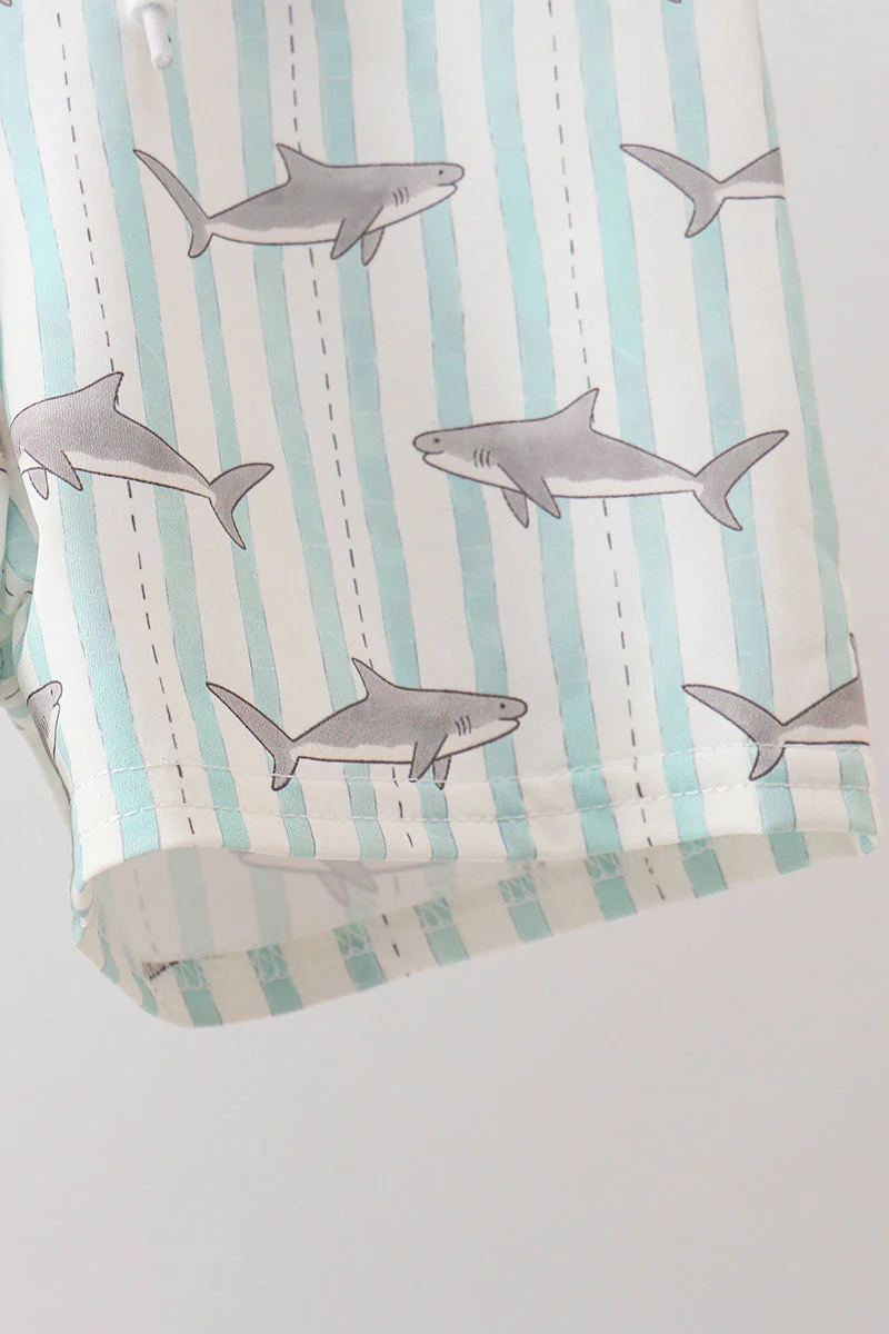 Green Stripe Shark UPF Rashguard Set - Image 3