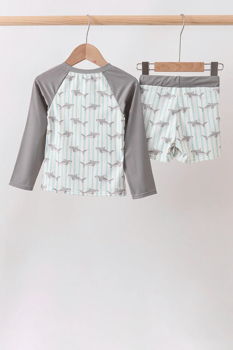 Green Stripe Shark UPF Rashguard Set - Image 5