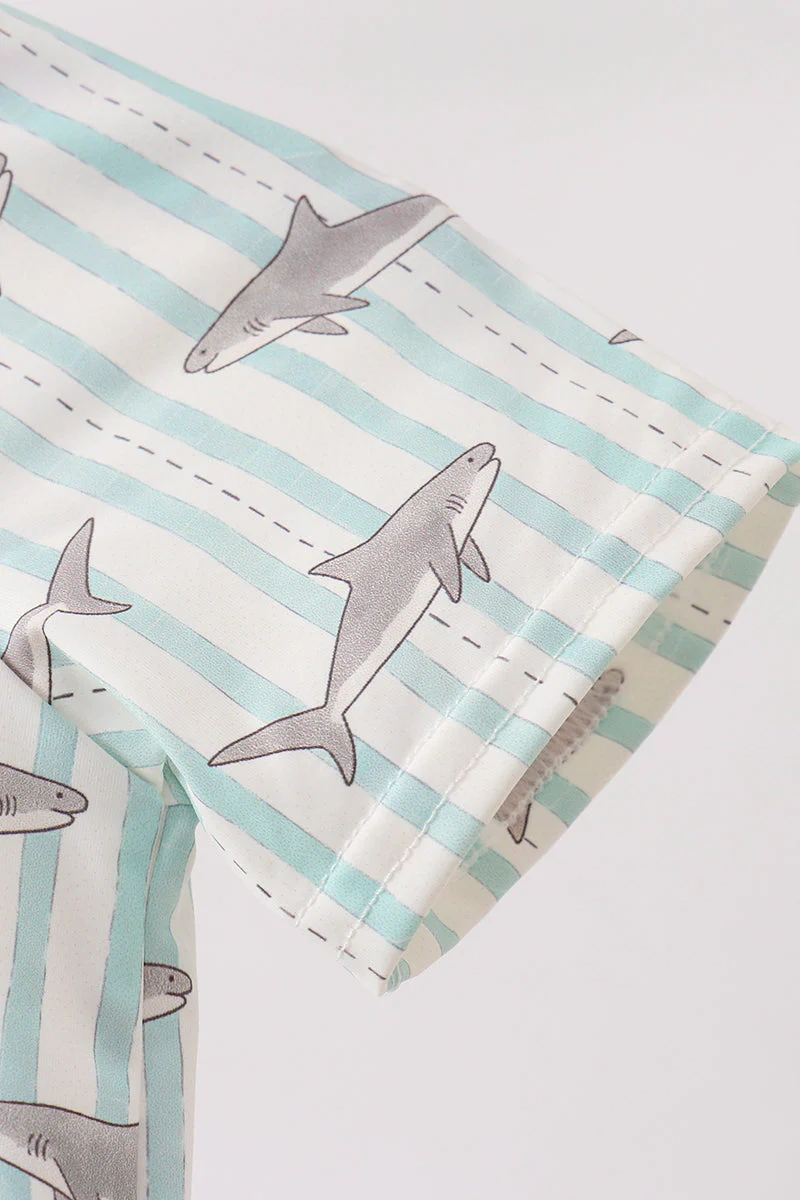 Green Stripe Shark UPF Swim One-Piece - Image 3
