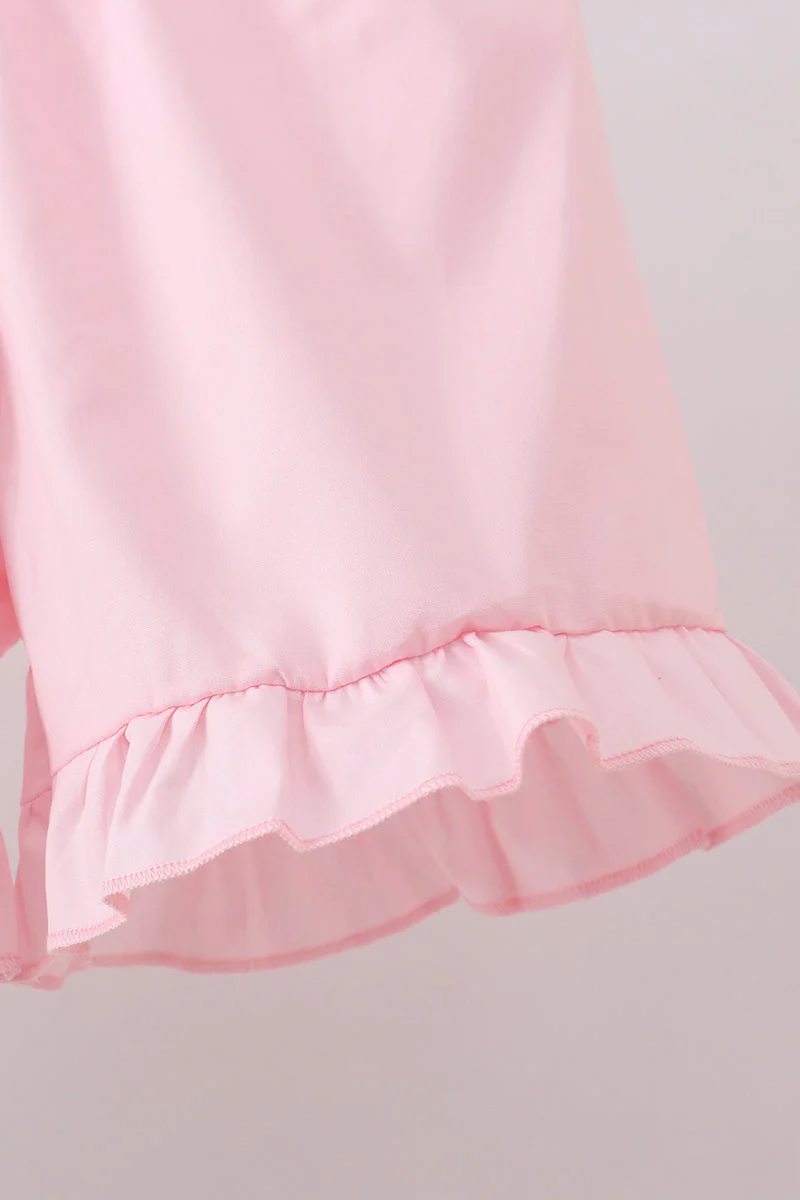 Green swiss dot cross sheep ruffle shorts set - Image 2