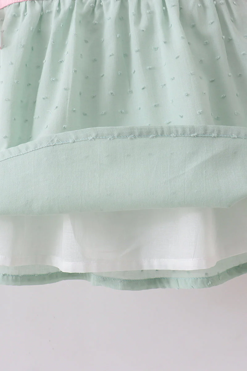 Green swiss dot cross sheep ruffle shorts set - Image 5