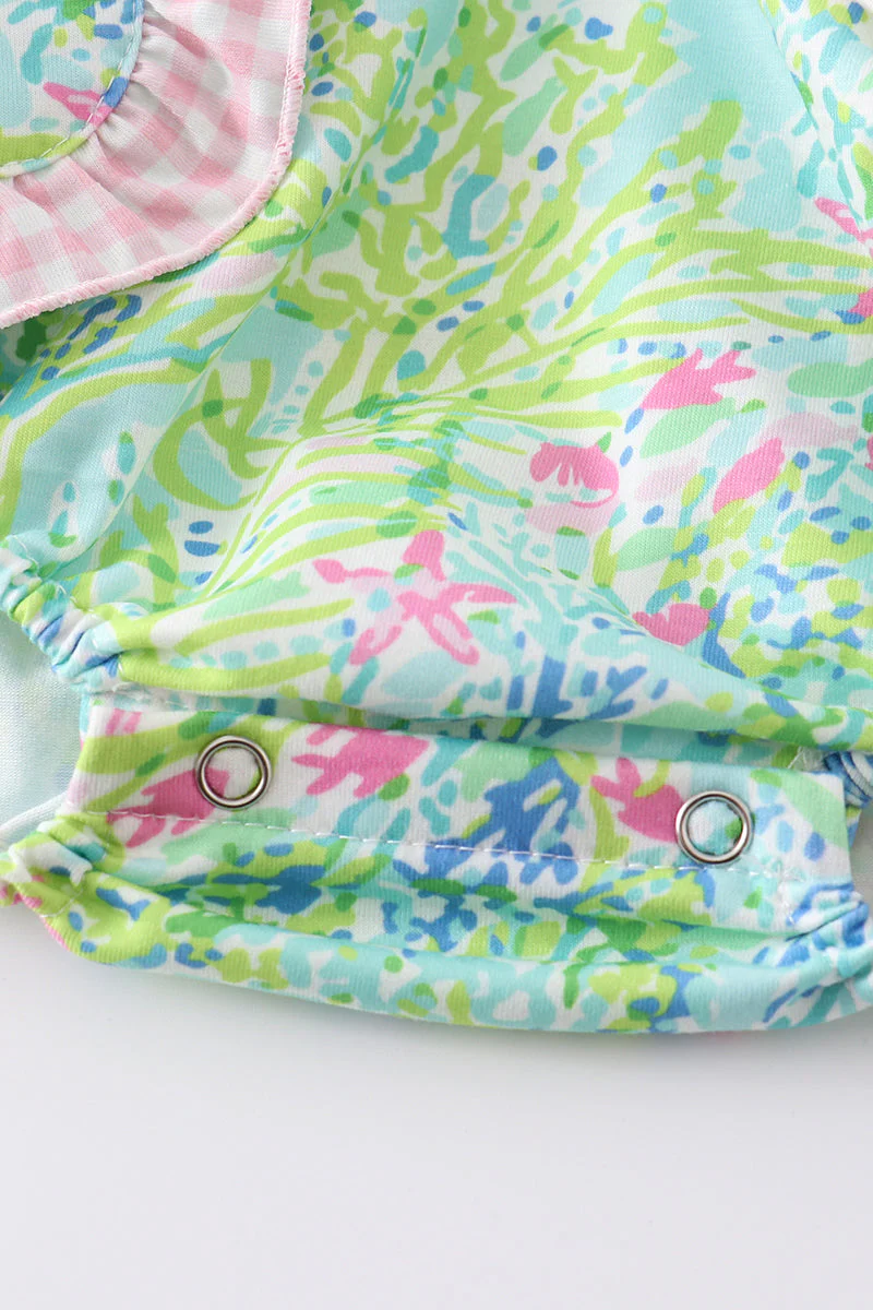 Green Turtle Embroidered Ruffle Bubble - Image 4