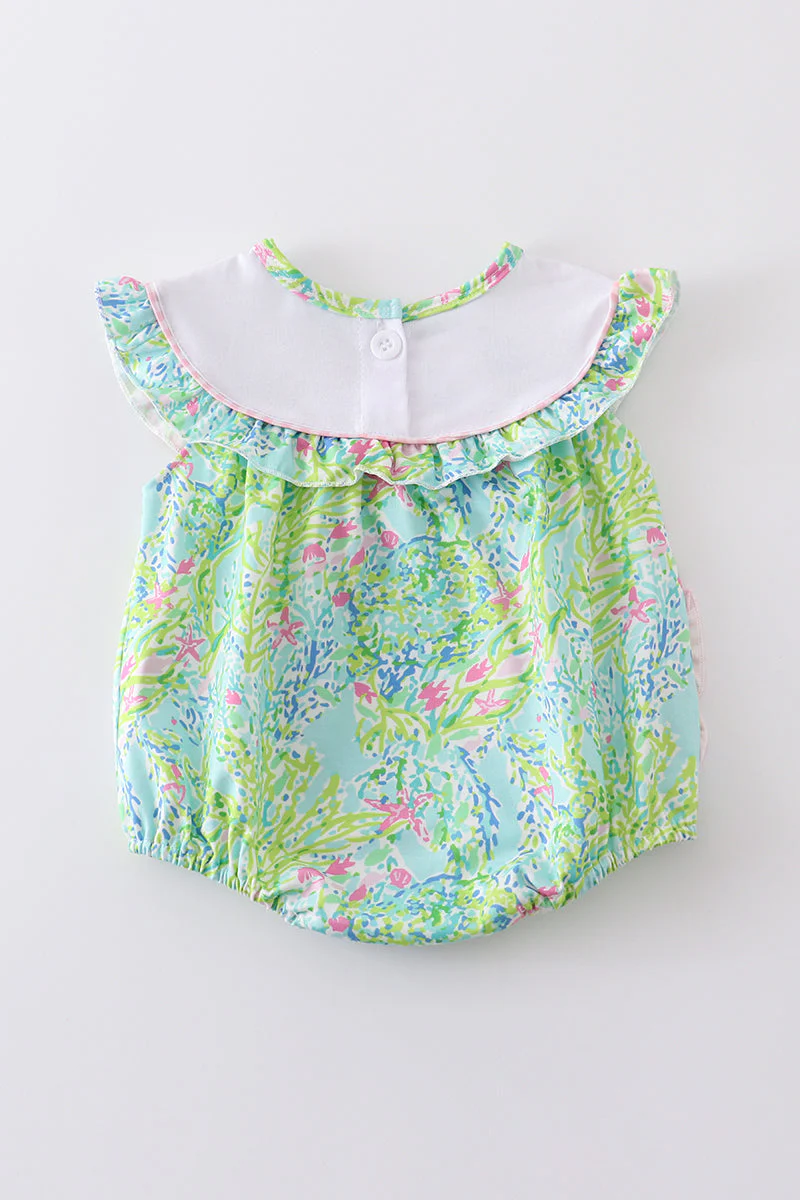 Green Turtle Embroidered Ruffle Bubble - Image 5