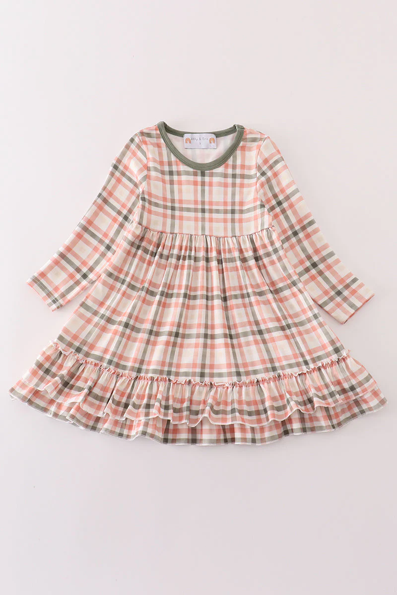 Green watercolor plaid mom&me dress - Image 5