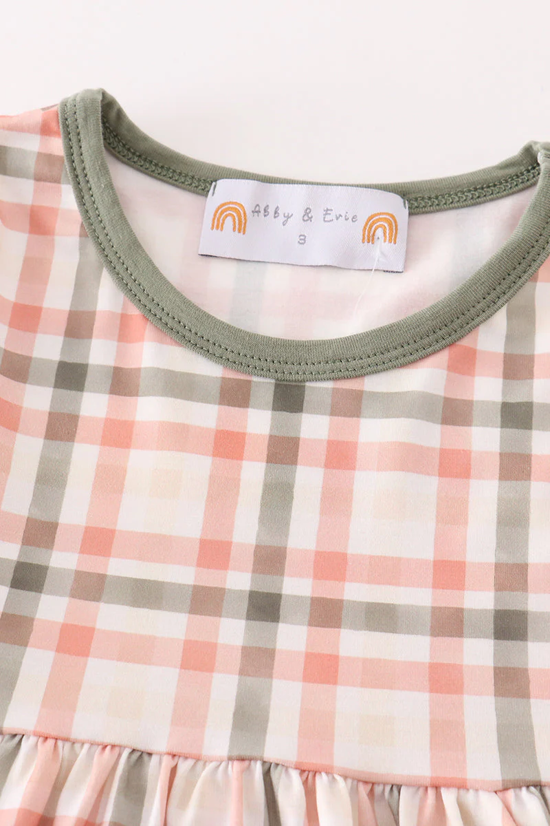 Green watercolor plaid mom&me dress - Image 6