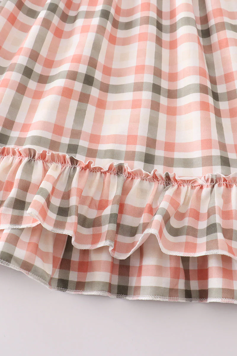 Green watercolor plaid mom&me dress - Image 7