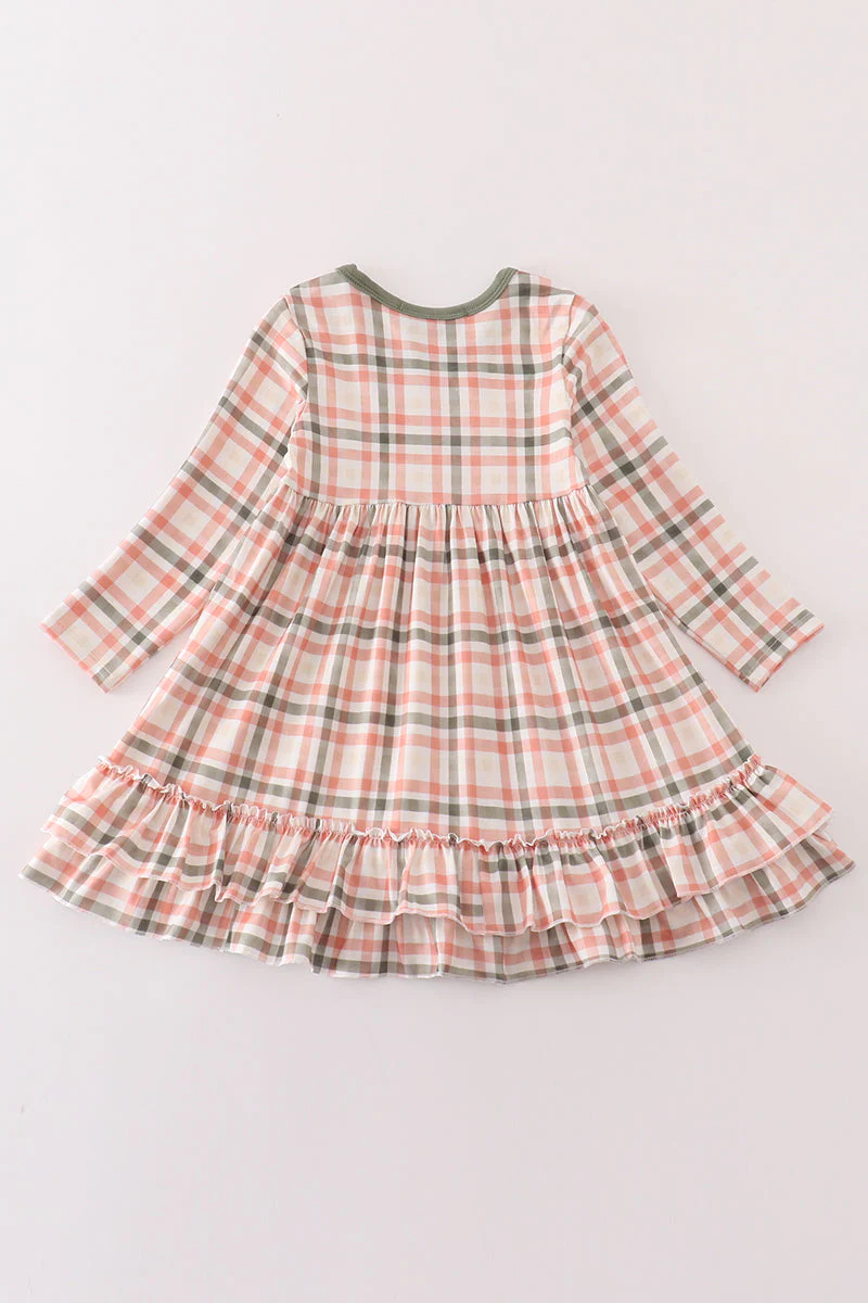 Green watercolor plaid mom&me dress - Image 9