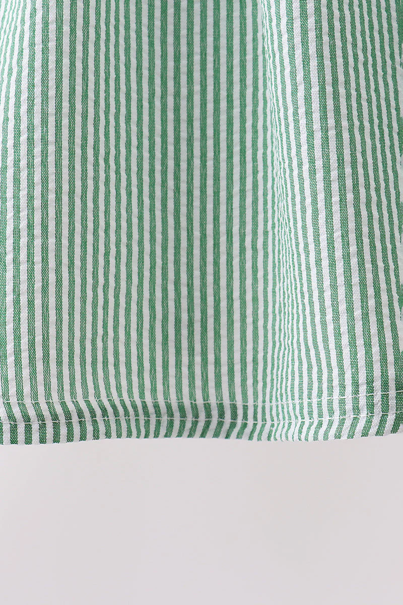Green Watermelon Stripe Smocked Embroidered Seersucker Set - Image 5