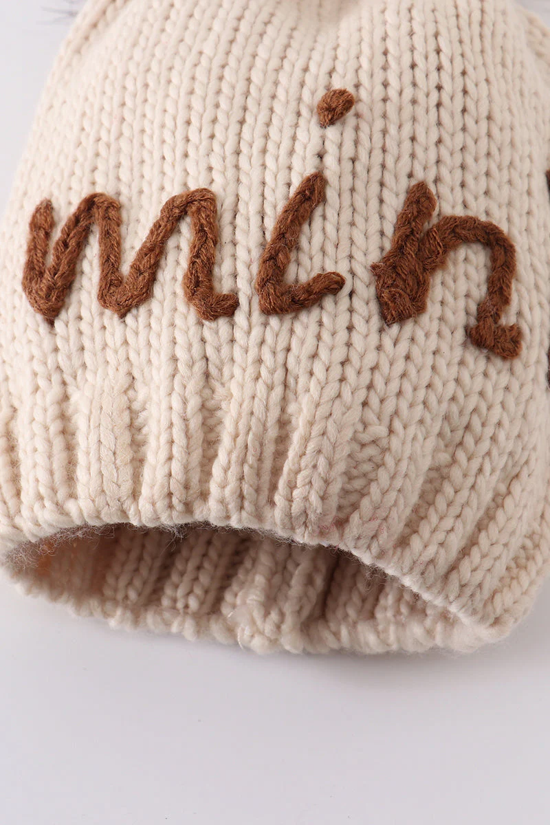 Hand embroidered pom pom beanie hat mommy&me - Image 6