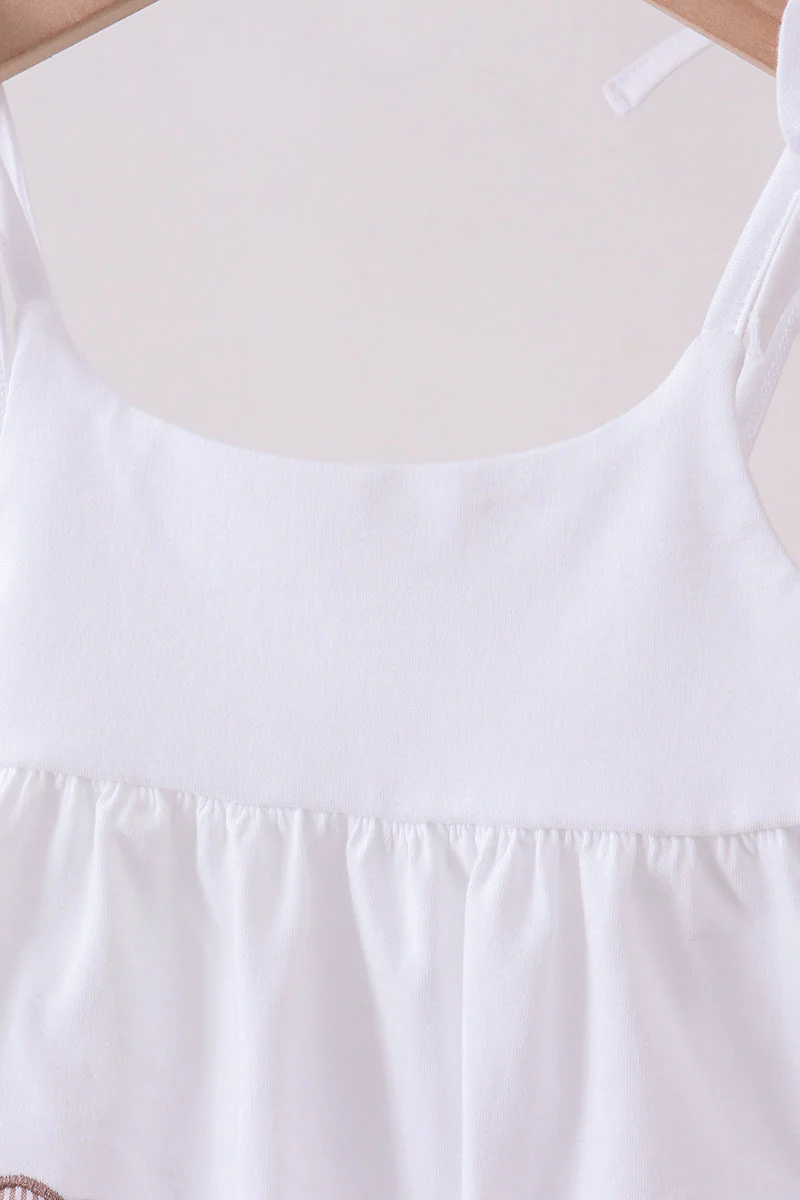 Ivory shell embroidery ruffle shorts set - Image 3