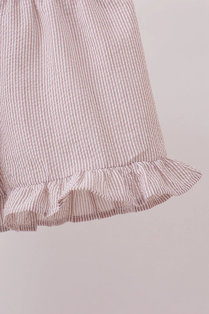 Ivory shell embroidery ruffle shorts set - Image 4