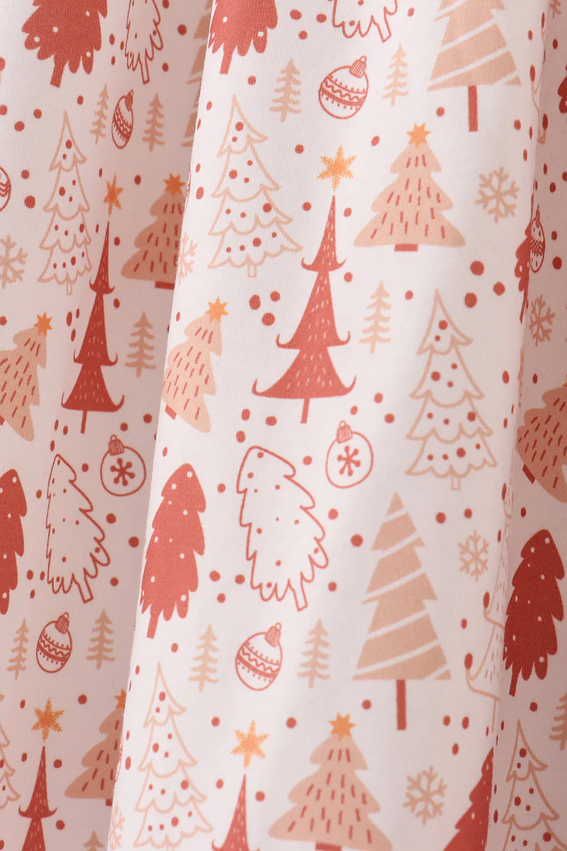 Khaki christmas tree applique women dress - Image 4