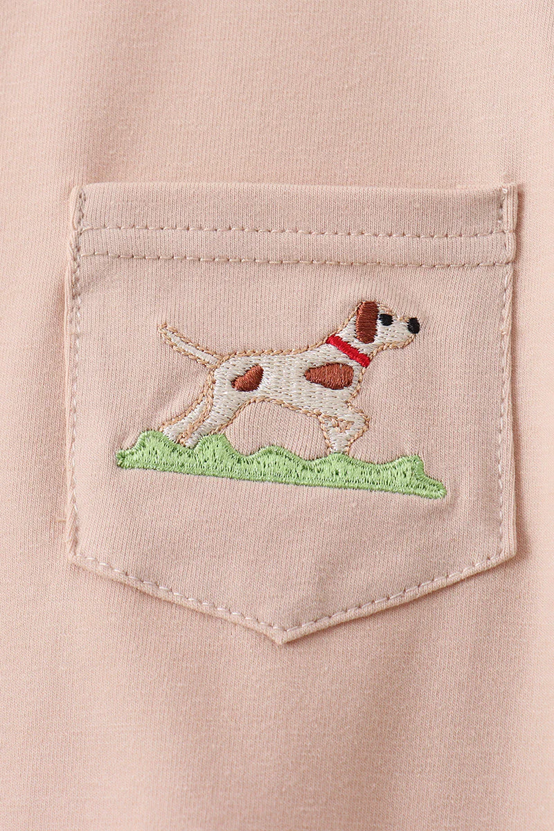 Khaki Puppy Embroidered Shorts Set - Image 4