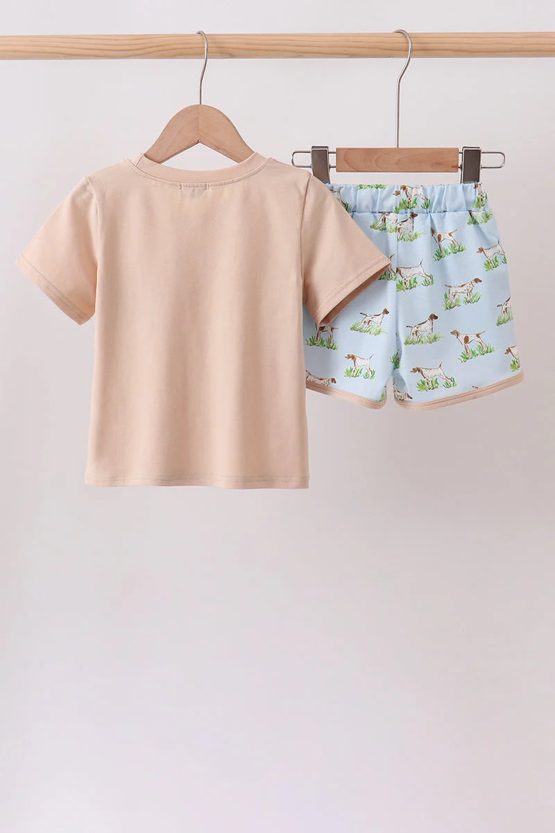 Khaki Puppy Embroidered Shorts Set - Image 5