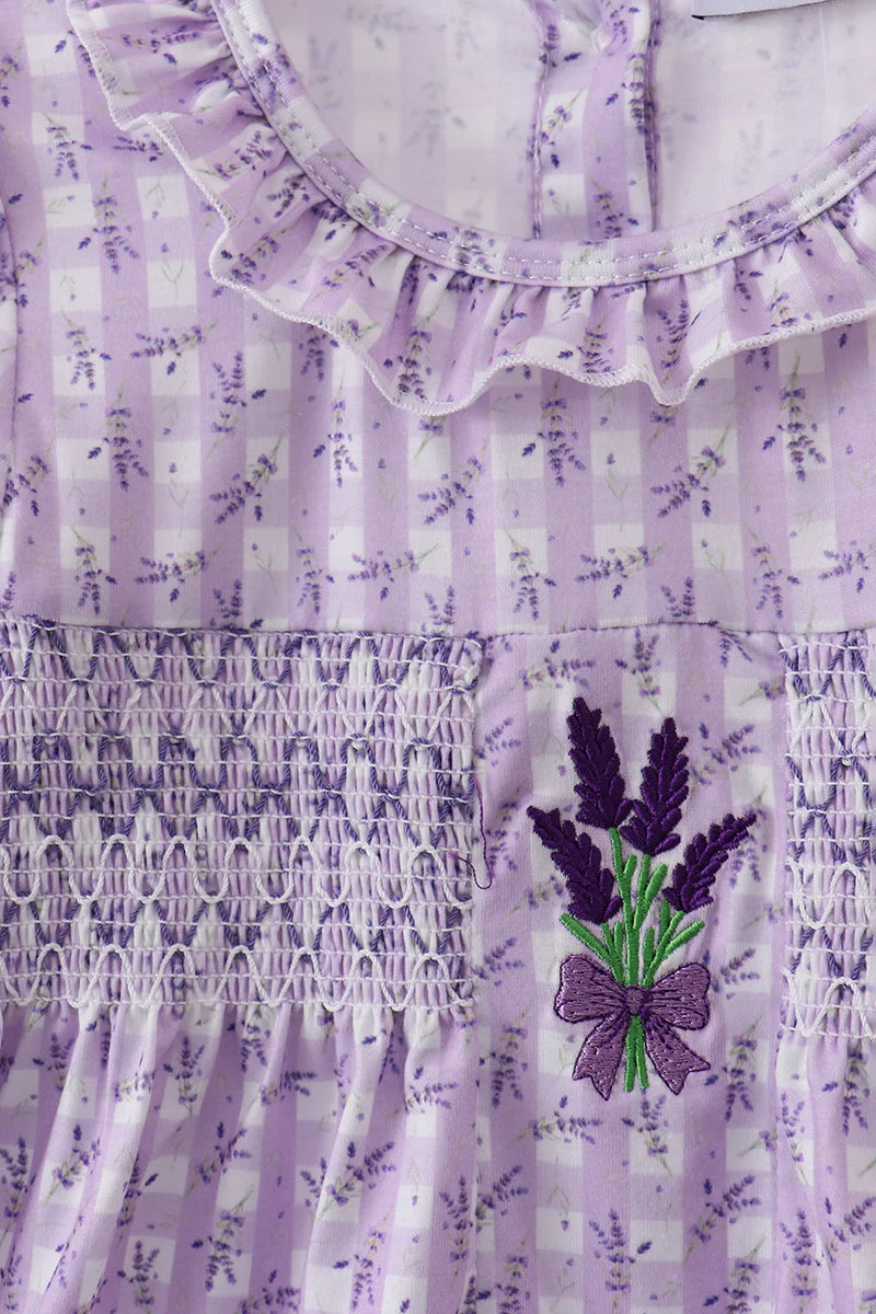 Lavender floral smocked ruffle bloomer set - Image 5