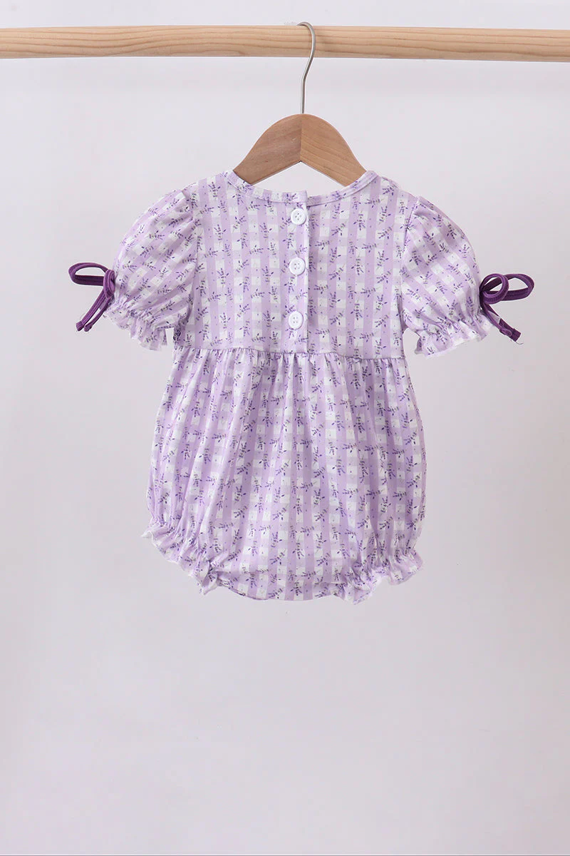 Lavender floral smocked ruffle bubble - Image 5