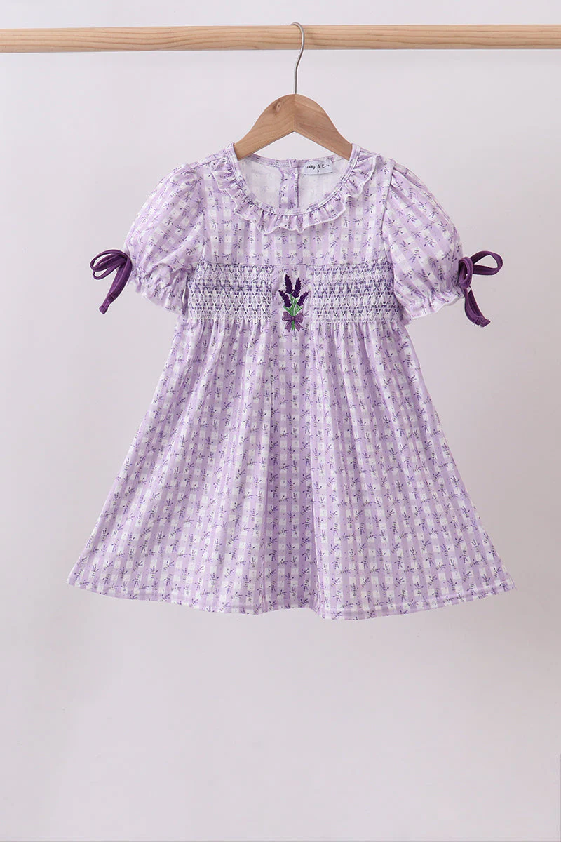 Lavender floral smocked ruffle dress