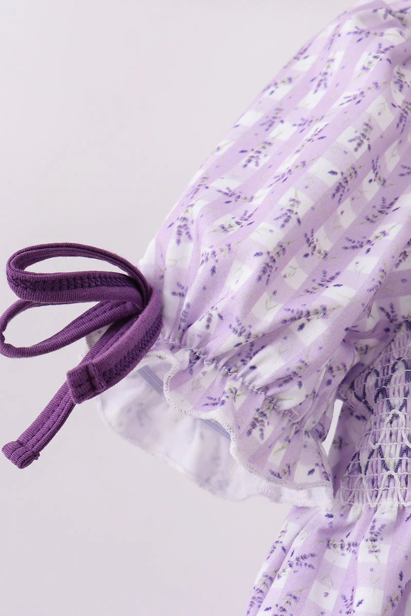 Lavender floral smocked ruffle dress - Image 4